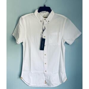 White Button Up Short Sleeve Top White XS Nifty Genius